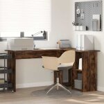 Bureau ch�ne fum� 142 x 102 x 73 cm bois d'ing�nierie vidaxl