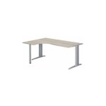 Sans marque - bureau compact chne gris l 180 cm retour  gauche pitement mtal plus aluminium essens ...