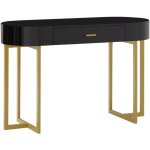 Bureau console avec 1 tiroir - mdf laqué et métal - noir et doré - toreli de pascal morabito Bureau console avec 1 tiroir - mdf laqué et métal - noir et doré - toreli de pascal morabito