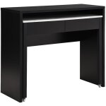 Vente - unique ? bureau console extensible 100x40cm avec 2 tiroirs ? noir effet marbre ? panneau de particule ...
