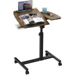 Bureau debout ergonomique avec tiroir, porte - gobelets et fente pour cartes - table roulante r�glable ...