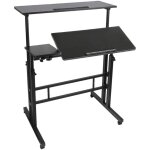 Bureau debout mobile, chariot pour ordinateur portable  hauteur rglable avec bureau inclinable, roulettes ...