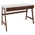 Bureau d�cor bois pi�tement bois d'h�v�a 2 tiroirs noyer - tommy