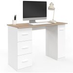 Idmarket ? bureau droit 110x50 cm avec 3 tiroirs et placard ? structure en panneaux de particules ? coloris ...