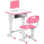 Bureau et chaise pour enfant homcom avec support de lecture casier crochet et porte stylo - hauteur r�glable ...