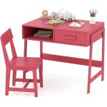 Bureau enfant avec chaise, ensemble table d'�tude en bois avec tiroir de rangement et �tag�re, 85 x 48 ...