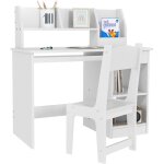 Bureau enfant avec chaise ergonomique avec clavier coulissant tiroir niches et tagres ouvertes 90 x ...