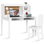 Bureau pour enfant avec chaise, plateau, tiroirs, �tag�res, tableau d'affichage en li�ge, station de ...