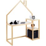 Idimex - bureau enfant nivia en forme de maison en pin massif lasur blanc / naturel