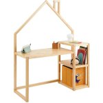 Idimex - bureau enfant nivia en forme de maison en pin massif lasur naturel