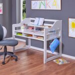 Bureau enfant réglable 112x68x91 cm en pin massif blanc Bureau enfant réglable 112x68x91 cm en pin massif blanc