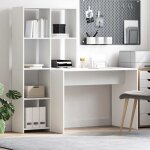 Bureau avec �tag�re blanc 138. 5 x 55 x 143 cm bois d'ing�nierie vidaxl