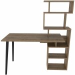 Bureau avec tagres bois noyer et pieds anthracite vikio 133cm