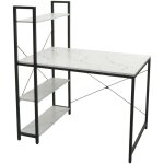 Décoshop26 - bureau avec étagère table pour ordinateur 100 x 60 cm métal mdf aspect marbre blanc 040006014 ... Décoshop26 - bureau avec étagère table pour ordinateur 100 x 60 cm métal mdf aspect marbre blanc 040006014 ...