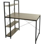 Dcoshop26 - bureau avec tagre table pour ordinateur 100 x 60 cm mtal mdf gris - brun 040006015