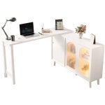 Bureau extensible - rotation 360 - forme l ou ligne droite - panneau de particules - 120 x 40 x 78cm ...