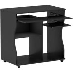 Bureau gamer noir 80x48x75cm avec roulettes, tablette coulissante, support clavier réglable et rangement ... Bureau gamer noir 80x48x75cm avec roulettes, tablette coulissante, support clavier réglable et rangement ...