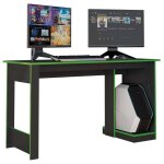 Beaux meubles pas chers - bureau gamer noir chants verts 1 caisson uc l 136 h 75 p 54 cm