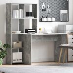 Bureau gris b�ton 138. 5 x 55 x 143 cm bois d'ing�nierie vidaxl