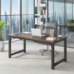 Bureau industriel - table de bureau informatique - 160 x 80 x 75 cm - pieds en m�tal - marron rustique ...