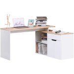Mh - bureau informatique d'angle modulable kate blanc et bois Mh - bureau informatique d'angle modulable kate blanc et bois