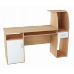 Bureau informatique avec rangement, coulissant clavier blanc - sonoma - table d'ordinateur style contemporain ...