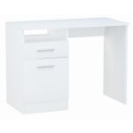 Bureau informatique avec rangement, tiroir blanc - table d'ordinateur style contemporain - 100 x 50 x ...