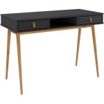Bureau kim en pin massif avec 2 tiroirs et 1 niche lasur noir / chne