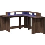 Bureau et lumires led chne marron bois d'ingnierie vidaxl