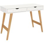 Idimex - bureau milo en pin massif lasur� blanc avec 2 tiroirs