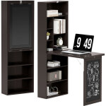 Bureau mural pliant avec �tag�res r�glables, espace de rangement et tableau en ardoise pour espace de ...