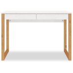 Bureau noah 2 tiroirs, en pin massif - coloris blanc et chne