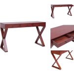 Bureau d'ordinateur marron 115x47x77 cm bois d'acajou massif - bureau en acajou - bureau design - bureau ... Bureau d'ordinateur marron 115x47x77 cm bois d'acajou massif - bureau en acajou - bureau design - bureau ...