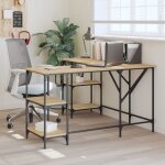 Bureau d'ordinateur, table de travail, bureau informatique chne sonoma 139x139x75 cm bois d'ingnierie ...