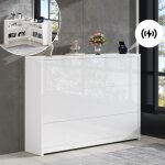 Bureau pliable avec roulettes & wireless charger - blanc laqu� 2 en 1 sideboard & poste de travail, 115�27�93 ...