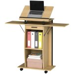 Bureau présentoir podium roulant pupitre avec ailes latérales pliables table pour ordinateur portable ... Bureau présentoir podium roulant pupitre avec ailes latérales pliables table pour ordinateur portable ...