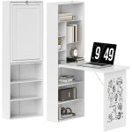 Bureau avec rangement - homcom - pliable - biblioth�que poste de travail tableau blanc �tag�re r�glable ...