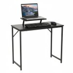 Bureau relaxdays avec support pour �cran, h x l x p : 75 x 80 x 40 cm, mdf, m�tal, petit bureau, t�l�travail, ...