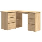 Bureau table poste de travail meuble d'ordinateur informatique tude d'angle chne sonoma 145 x 100 x ...
