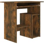 Helloshop26 - bureau table poste de travail meuble d'ordinateur informatique �tude ch�ne fum� 80 x 45 ...