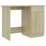 Helloshop26 - bureau table poste de travail meuble d'ordinateur informatique tude chne sonoma 100 x ...