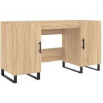 Bureau table poste de travail meuble d'ordinateur informatique tude chne sonoma 140 x 50 x 75 cm bois ...