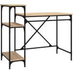 Helloshop26 - bureau table poste de travail meuble d'ordinateur informatique tude avec tagres chne ...