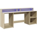 Helloshop26 - bureau table poste de travail meuble d'ordinateur informatique tude avec lumires led ...