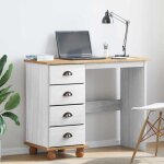 Bureau avec tiroir blanc 95 x 40 x 75 cm bois massif en pin vidaxl