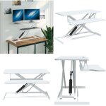 Bureau de travail r�glable 90x40x(13 - 50) cm acier et bois - bureau debout - bureau r�glable - poste ...