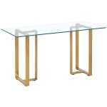 Bureau en verre tremp� et acier inoxydable - transparent et dor� - nilesa de pascal morabito