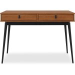 Bureau wanda avec 2 tiroirs, en pin massif - coloris chtaignier et noir