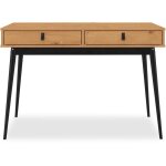 Idimex - bureau wanda avec 2 tiroirs, en pin massif - coloris chne et noir