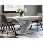 Buriti - table à manger extensible - blanc et effet marbre - 4 à 6 personnes Buriti - table à manger extensible - blanc et effet marbre - 4 à 6 personnes
